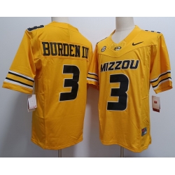 Men Missouri Tigers Luther Burden #3 Yellow F U S E Stitched Jersey