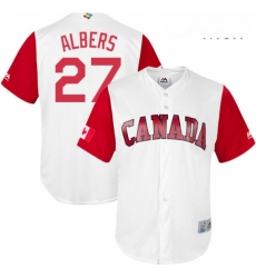 Mens Canada Baseball Majestic 27 Andrew Albers White 2017 World Baseball Classic Replica Team Jersey