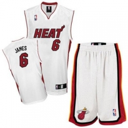 Miami Heat 6 Lebron James White Revolution 30 Swingman Jersey & Shorts Suit