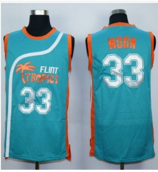 Flint Tropics #33 Jackie Moon Blue Semi-Pro Movie Stitched Basketball Jersey