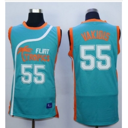 Flint Tropics #55 Vakidis Blue Semi-Pro Movie Stitched Basketball Jersey