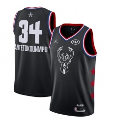 Bucks #34 Giannis Antetokounmpo Black Basketball Jordan Swingman 2019 All Star Game Jersey