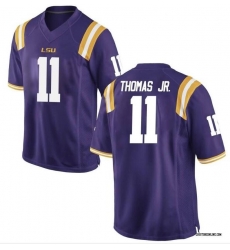 Men LSU Tigers Brian Thomas JR. Purple Stitched Game Jersey