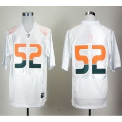 Hurricanes #52 R Lewis White Pro Combat Stitched NCAA Jerseys