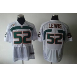 Hurricanes #52 Ray Lewis White Embroidered NCAA Jerseys