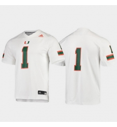 Men Miami Hurricanes 1 White Replica Football Jersey