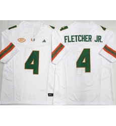 Men Miami Hurricanes 4 Mark Fletcher Jr White F U S E 2026 Stitched Football Jersey Men Miami Hurricanes 4 Mark Fletcher Jr White F U S E 2026 Stitched Football Jersey
