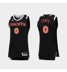 Men Miami Hurricanes Chris Lykes Black White Chase College Basketball Jersey