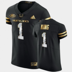 Men Miami Hurricanes D'Eriq King Golden Edition Black Authentic Jersey