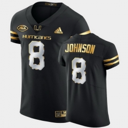 Men Miami Hurricanes Duke Johnson Golden Edition Black Authentic Jersey