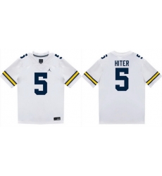 Men Michigan Wolverines  5 Savion Hiter White Stitched Baseball Jersey