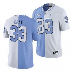 North Carolina Tar Heels Cedric Gray College Football White Blue Split Edition Game Jersey