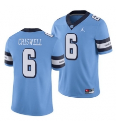 North Carolina Tar Heels Jacolby Criswell Carolina Blue College Football Men'S Jersey