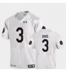 Men Notre Dame Fighting Irish Avery Davis 3 White College Football Replica Jersey