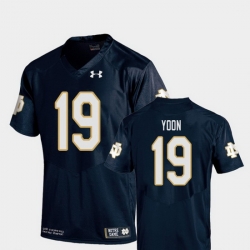 Men Notre Dame Fighting Irish Justin Yoon 19 Navy College Football Replica Jersey