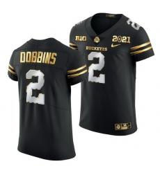 Ohio State Buckeyes J.K. Dobbins Black 2021 College Football Playoff Championship Golden Authentic Jersey