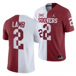 Oklahoma Sooners Ceedee Lamb White Crimson Split Men'S Jersey