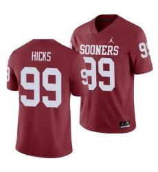 Oklahoma Sooners Marcus Hicks Crimson Game Men'S Jersey