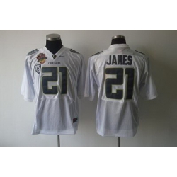 Ducks #21 LaMichael James White Embroidered NCAA Jersey