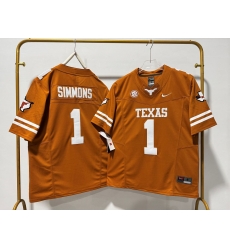 Men Texas Longhorns 1 Colin Simmons Orange F U S E Stitched Jersey