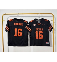 Men Texas Longhorns 16 Arch Manning Black F U S E Stitched Jersey