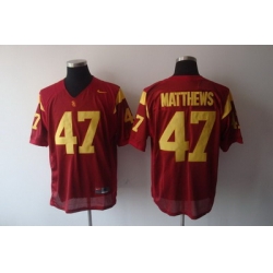 Trojans #47 Red Embroidered NCAA Jersey