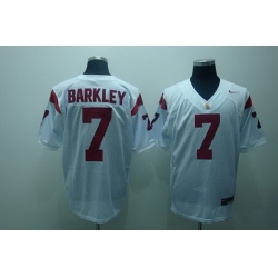 Trojans #7 Matt Barkley White Embroidered NCAA Jersey