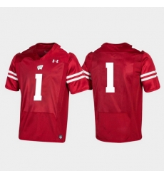 Men Wisconsin Badgers 1 Red Replica College Football Jersey