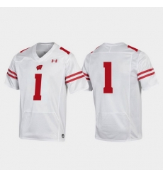 Men Wisconsin Badgers 1 White Replica College Football Jersey