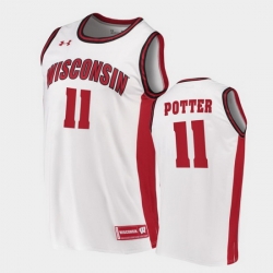 Men Wisconsin Badgers Micah Potter Replica White College Basketball Jersey