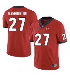 Men #27 C.J. Washington Georgia Bulldogs College Football Jerseys Sale-Red Anniversary