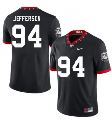 Men #94 Jonathan Jefferson Georgia Bulldogs 100th Anniversary College Football Jerseys Sale-100th Bl