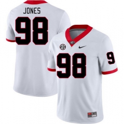 Men #98 Noah Jones Georgia Bulldogs College Football Jerseys Stitched-White