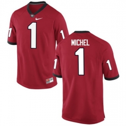 Men Georgia Bulldogs #1 Sony Michel College Football Jerseys-Red