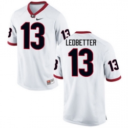 Men Georgia Bulldogs #13 Jonathan Ledbetter College Football Jerseys-White