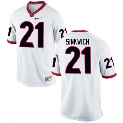 Men Georgia Bulldogs #21 Frank Sinkwich College Football Jerseys-White