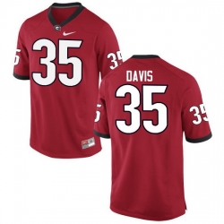 Men Georgia Bulldogs #35 Aaron Davis College Football Jerseys-Red