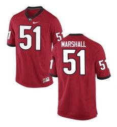 Men Georgia Bulldogs #51 David Marshall College Football Jerseys-Red