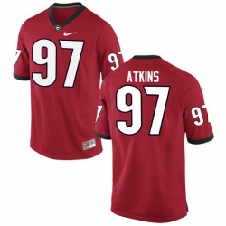 Men Georgia Bulldogs #97 John Atkins College Football Jerseys-Red