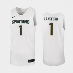 Michigan State Spartans Joshua Langford White Replica Men'S Jersey