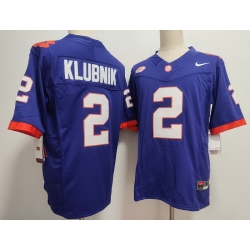 Men Clemson Tigers Purple #2 Cade Klubnik Stitched F U S E NCAA Jersey II Men Clemson Tigers Purple #2 Cade Klubnik Stitched F U S E NCAA Jersey II