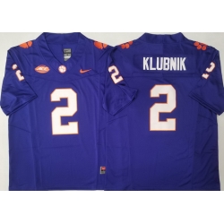Men Clemson Tigers Purple #2 Cade Klubnik Stitched F U S E NCAA Jersey Men Clemson Tigers Purple #2 Cade Klubnik Stitched F U S E NCAA Jersey