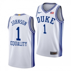 Duke Blue Devils Jalen Johnson White Equality Men Jersey