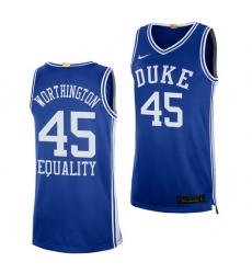 Duke Blue Devils Keenan Worthington Blue Equality Social Justice Men Jersey