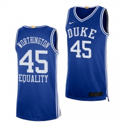 Duke Blue Devils Keenan Worthington Blue Equality Social Justice Men Jersey