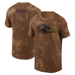 Men Baltimore Ravens 2023 Brown Salute To Service Sideline T Shirt