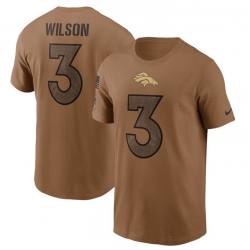 Men Denver Broncos 3 Russell Wilson 2023 Brown Salute To Service Name Number T Shirt