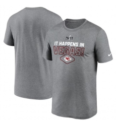 Men Kansas City Chiefs Heather Gray Super Bowl LVIII Logo Lockup T Shirt