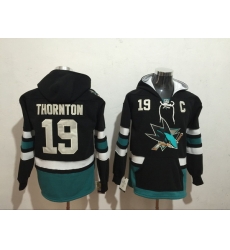 Men San Jose Sharks 19 Joe Thornton Stitched Hoodie