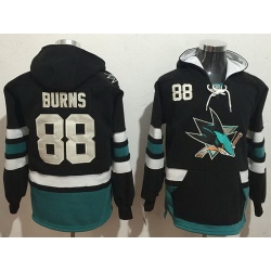 Men San Jose Sharks 88 Brent Burns Black Name  26 Number Pullover NHL Hoodie